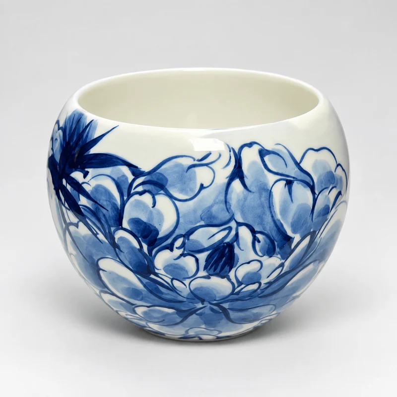 Große Teetasse aus japanischem, handgefertigtem Aritayaki-Sometsuke-Porzellan, 235 ml