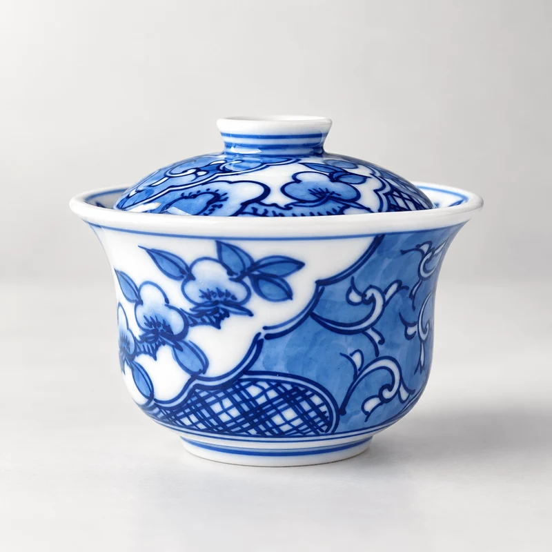 Japanisches handgefertigtes Aritayaki Sometsuke Porzellan Gaiwan 100 ml